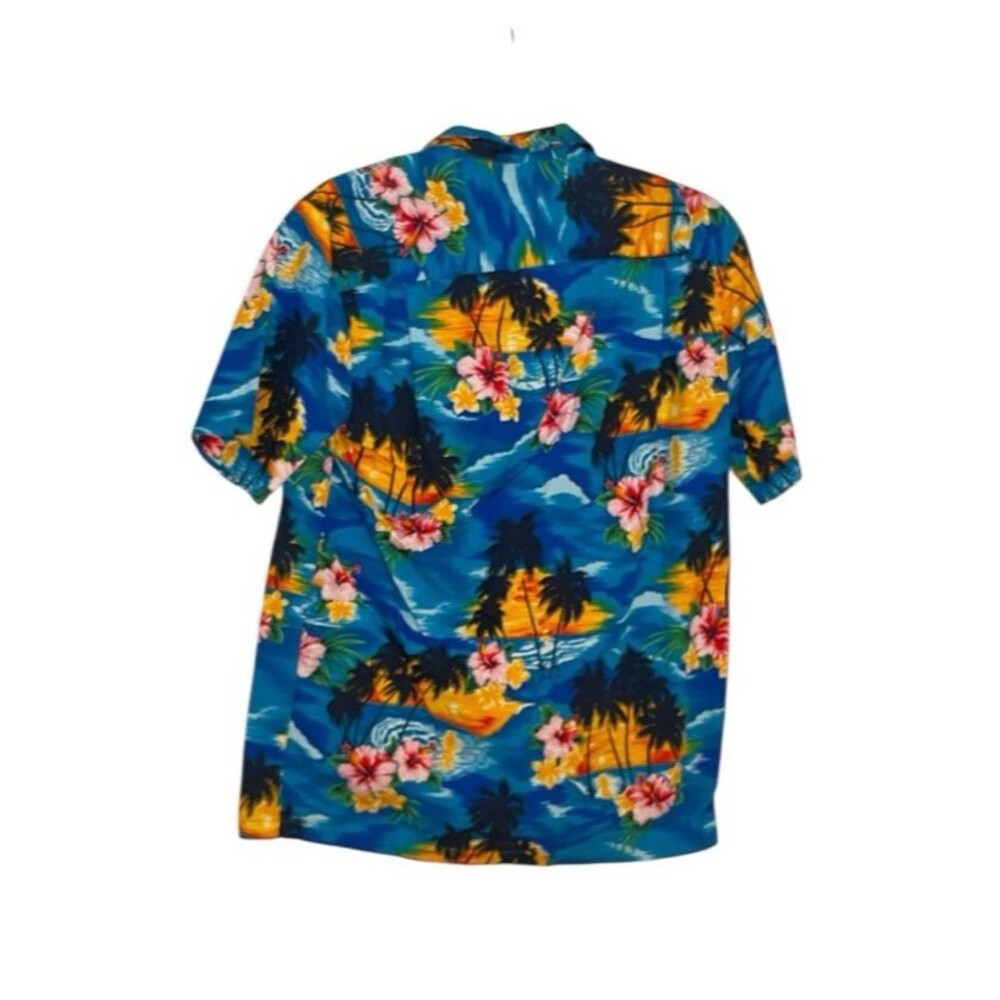 Vintage Pacific Legend Mens Shirt Blue Aloha Floral Hawaii USA Size Medium